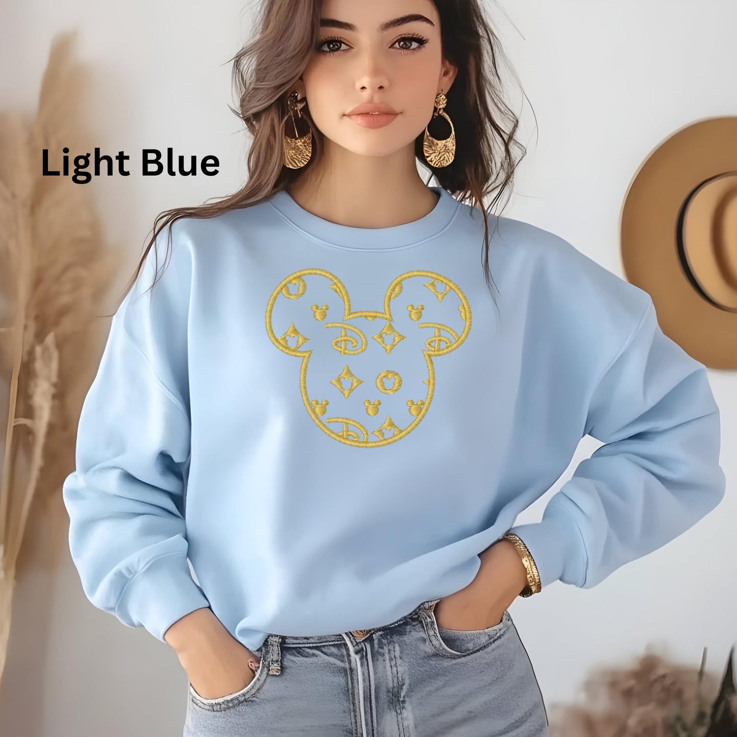 Disney Designer Mickey Embroidered Sweatshirt, Vintage Mickey Mouse Crewneck Jumper, Disneyland Gift, Retro Disney Apparel, Mickey Lover