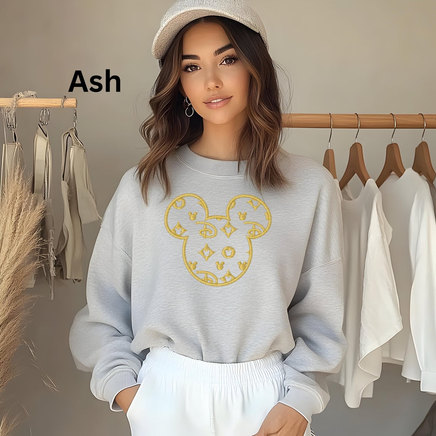 Disney Designer Mickey Embroidered Sweatshirt, Vintage Mickey Mouse Crewneck Jumper, Disneyland Gift, Retro Disney Apparel, Mickey Lover