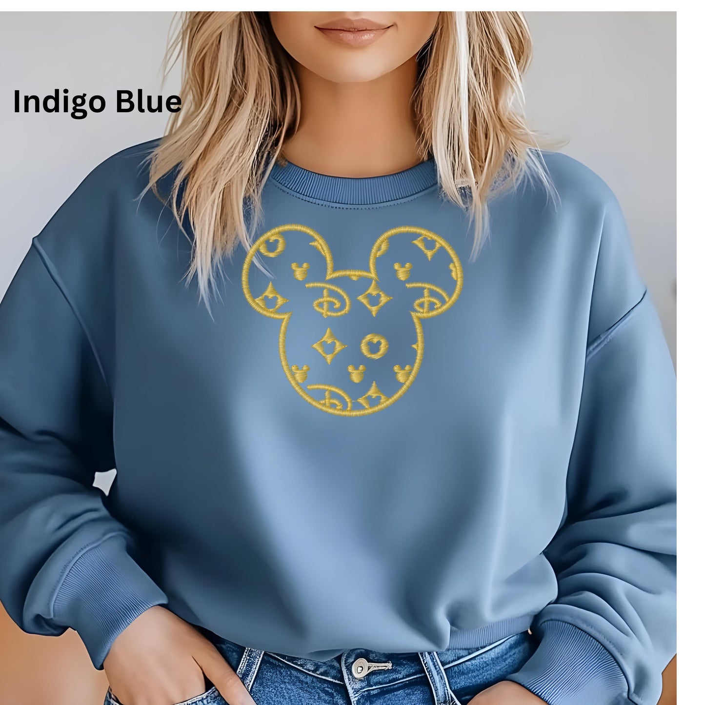 Disney Designer Mickey Embroidered Sweatshirt, Vintage Mickey Mouse Crewneck Jumper, Disneyland Gift, Retro Disney Apparel, Mickey Lover