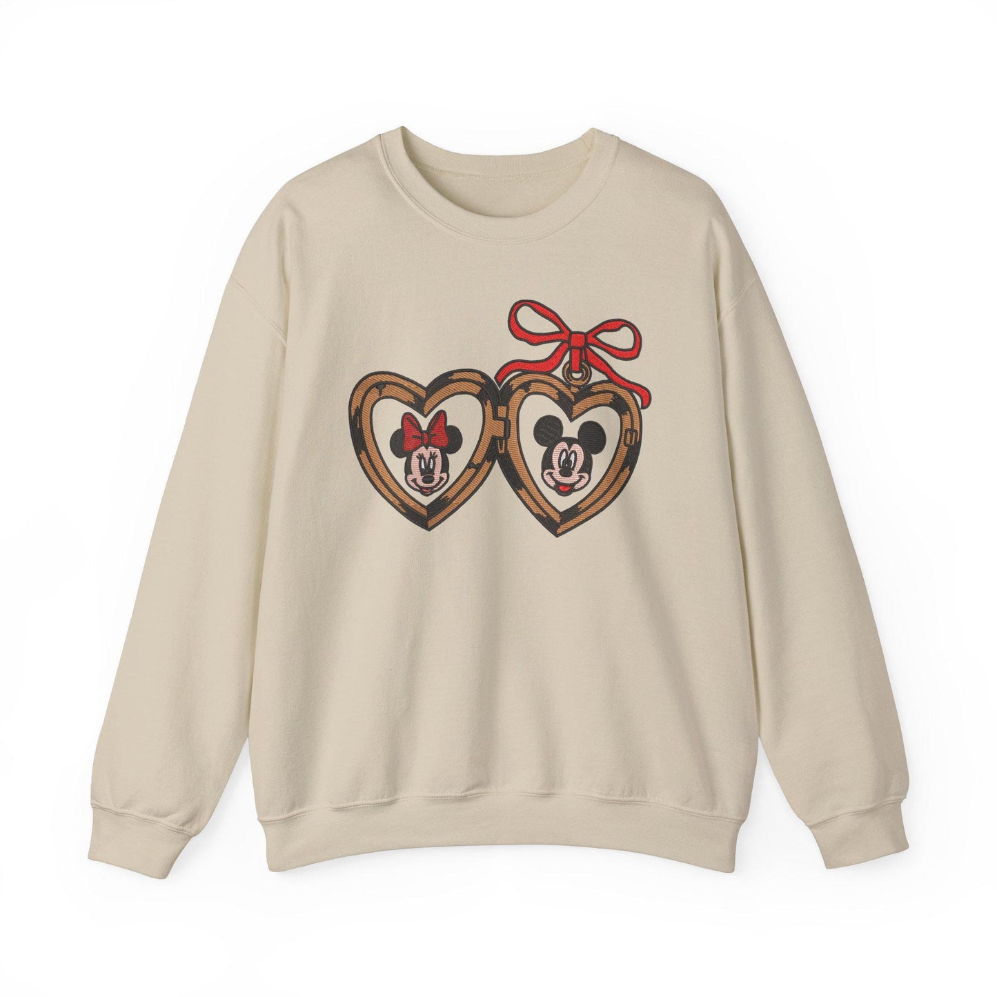Valentines Mickey and Minnie Heart Locket Sweatshirt, Embroidered Couples Disney Matching Jumper, Love Theme Pullover, Valentine's Day Gift