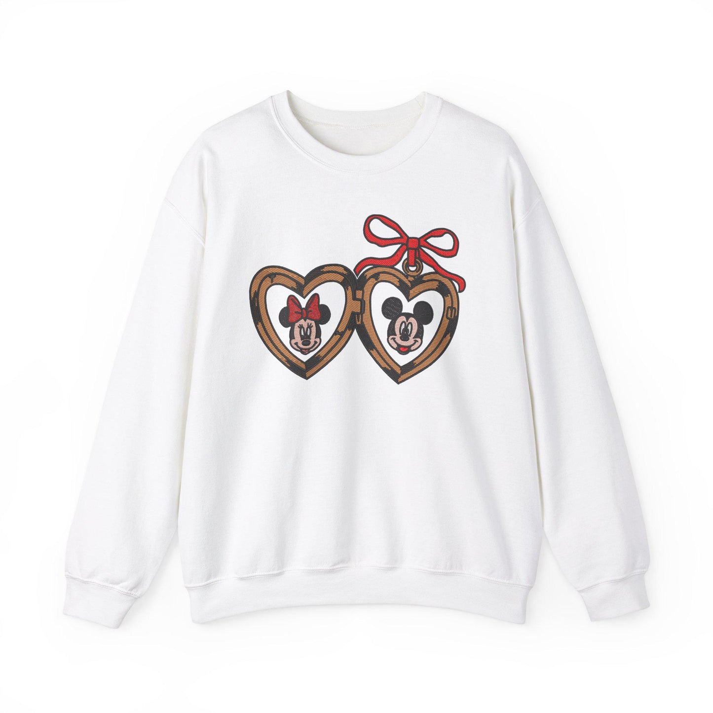 Valentines Mickey and Minnie Heart Locket Sweatshirt, Embroidered Couples Disney Matching Jumper, Love Theme Pullover, Valentine's Day Gift