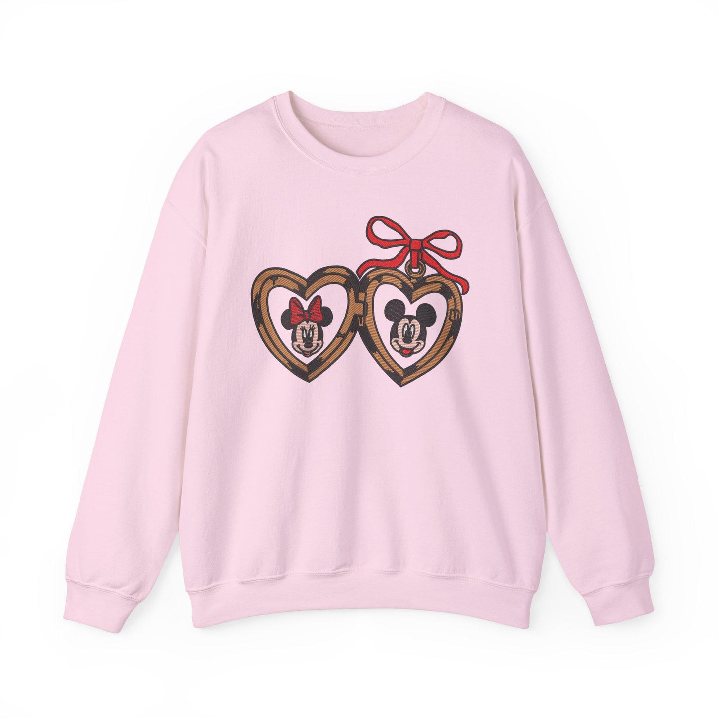Valentines Mickey and Minnie Heart Locket Sweatshirt, Embroidered Couples Disney Matching Jumper, Love Theme Pullover, Valentine's Day Gift