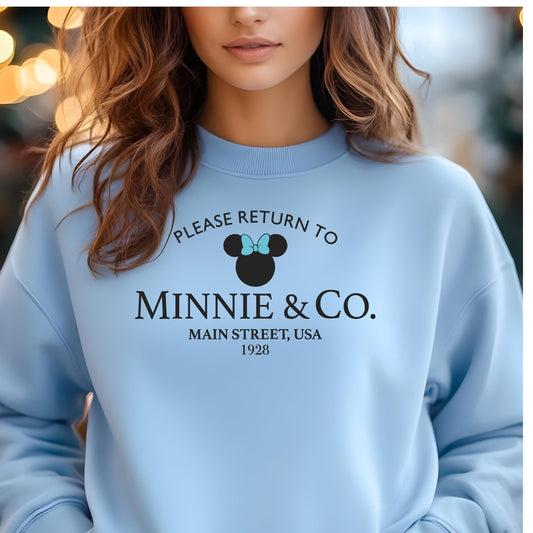 Disney Tiffany & Co Minnie Embroidered Sweatshirt, Unisex Crewneck, Hoodie, Jumper, Sweat Top, Gift for Disney Fans, Cozy Winter Wear