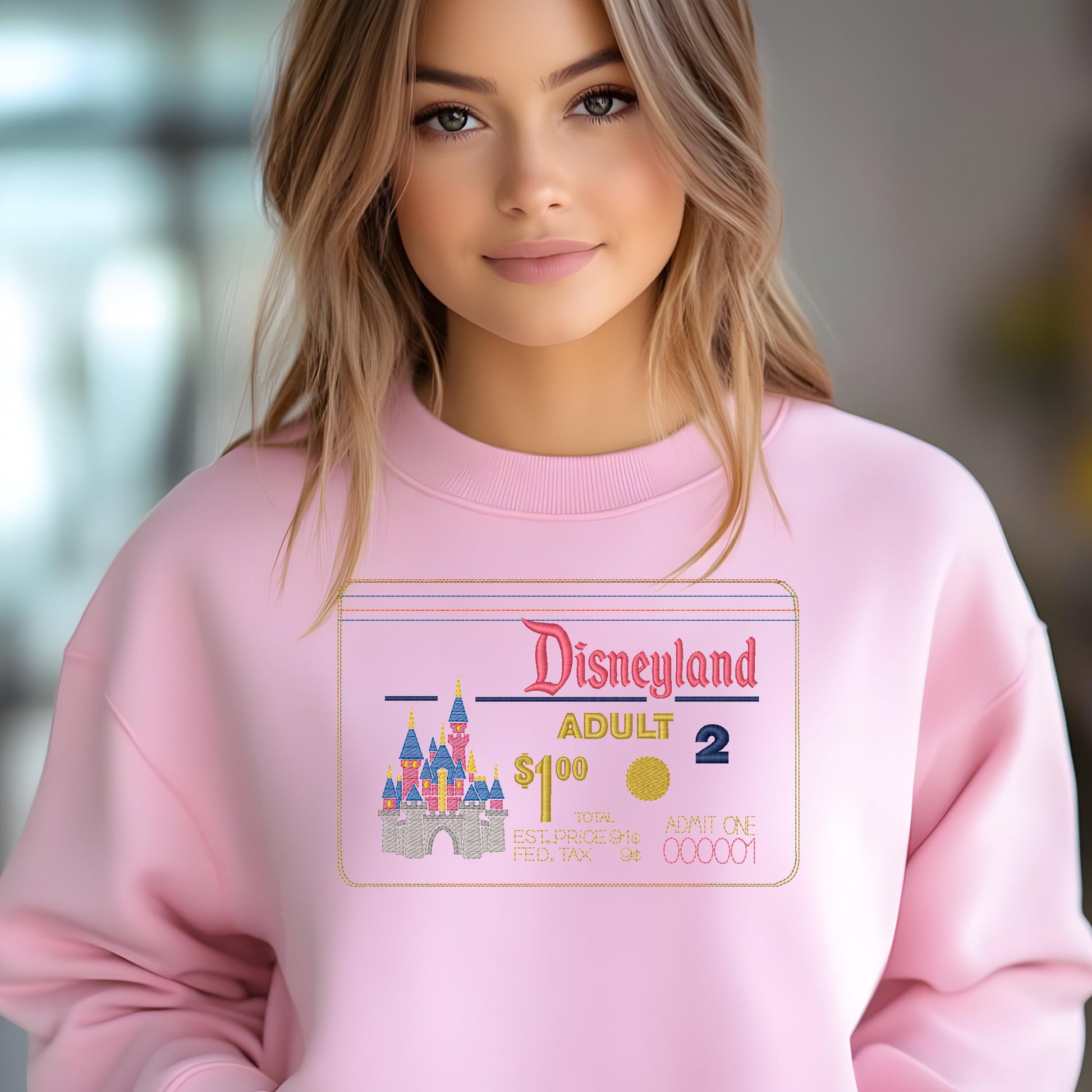 Disney Vintage Park Ticket Crewneck Sweatshirt - Retro Disney Sweater, Disneyland Graphic Jumper, Unisex Pullover, Theme Park Apparel,
