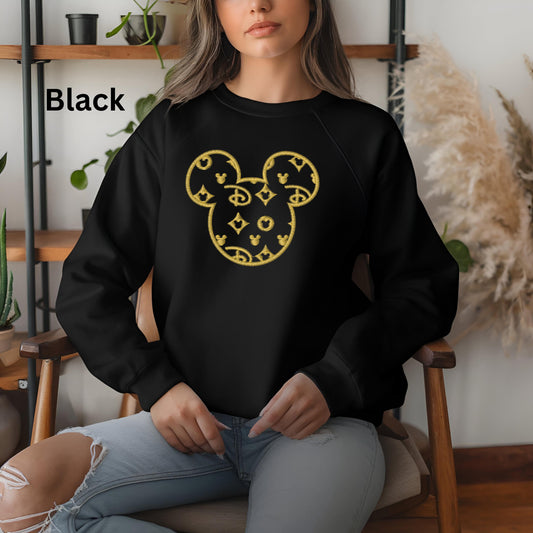 Disney Designer Mickey Embroidered Sweatshirt, Vintage Mickey Mouse Crewneck Jumper, Disneyland Gift, Retro Disney Apparel, Mickey Lover