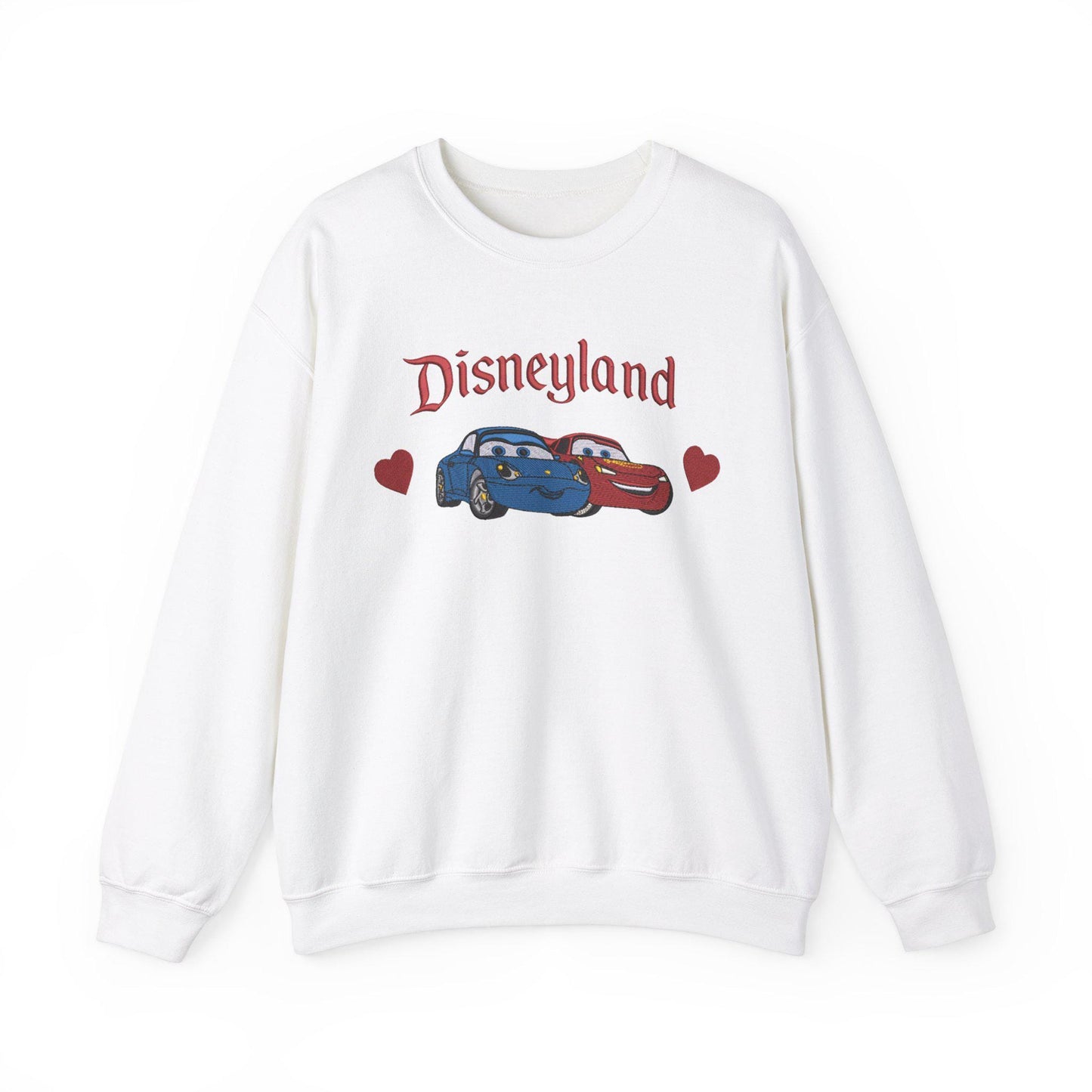 Embroidery Lightning Mcqueen and Sally Valentine Sweatshirt, Disney Pixar Fans Gift, Cozy Nostalgic Crewneck Jumper, Valentine's Day