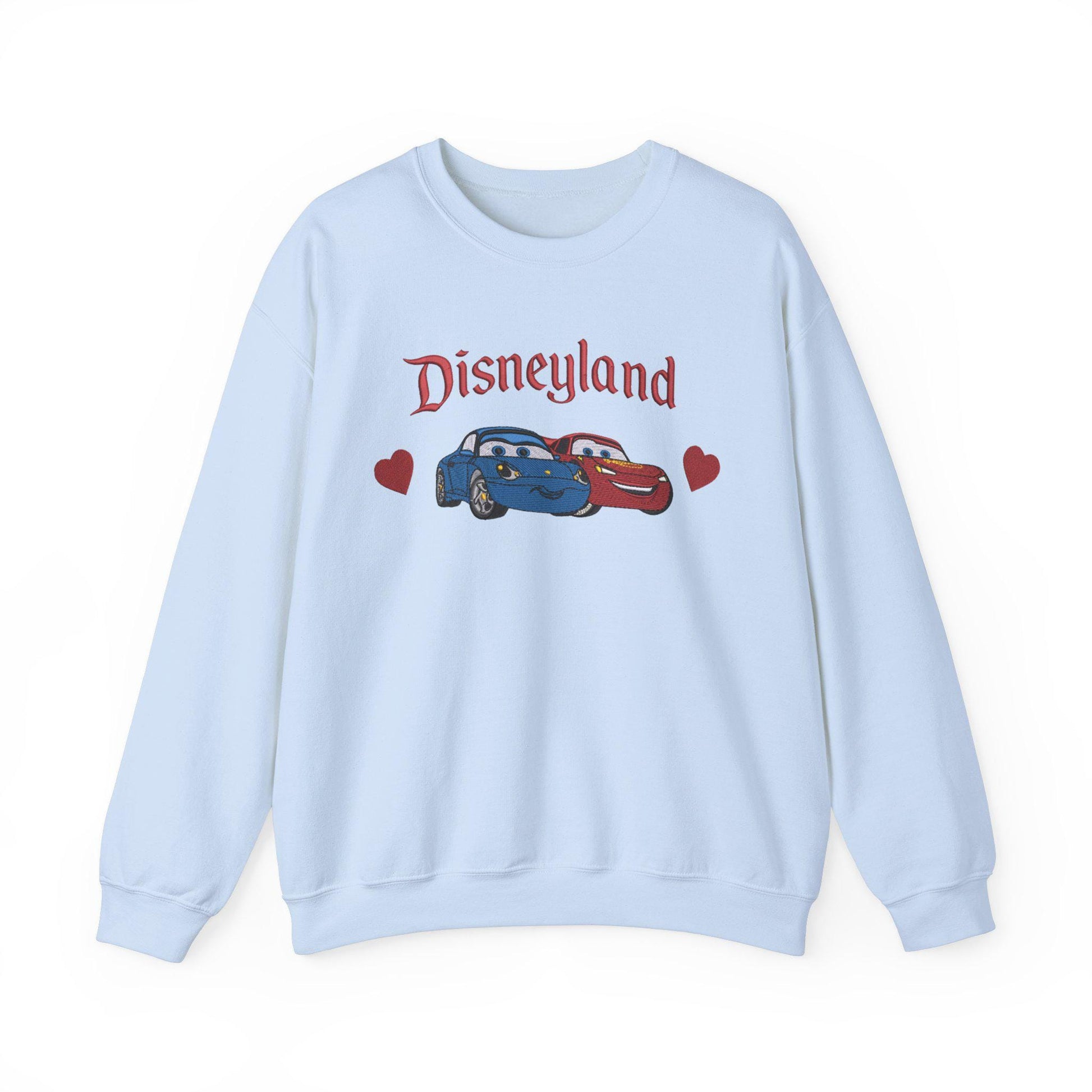 Embroidery Lightning Mcqueen and Sally Valentine Sweatshirt, Disney Pixar Fans Gift, Cozy Nostalgic Crewneck Jumper, Valentine's Day