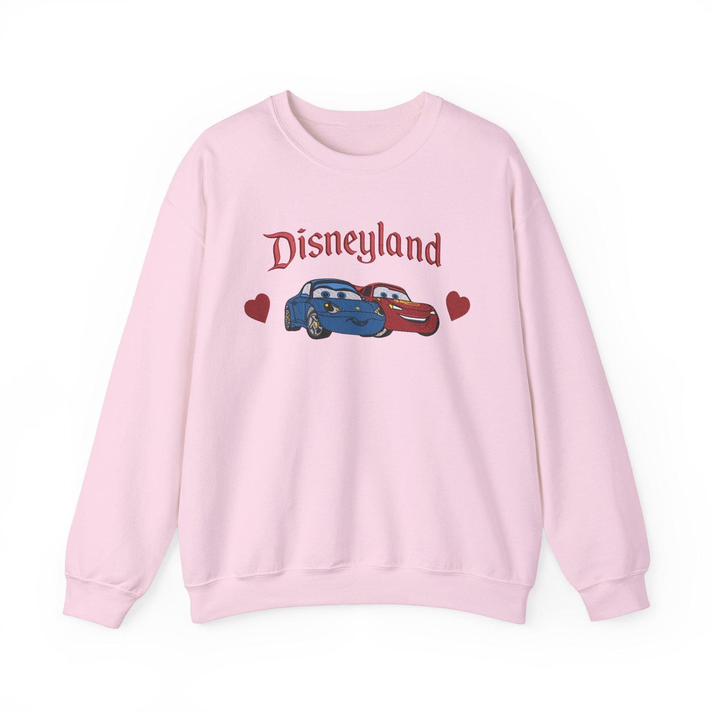Embroidery Lightning Mcqueen and Sally Valentine Sweatshirt, Disney Pixar Fans Gift, Cozy Nostalgic Crewneck Jumper, Valentine's Day