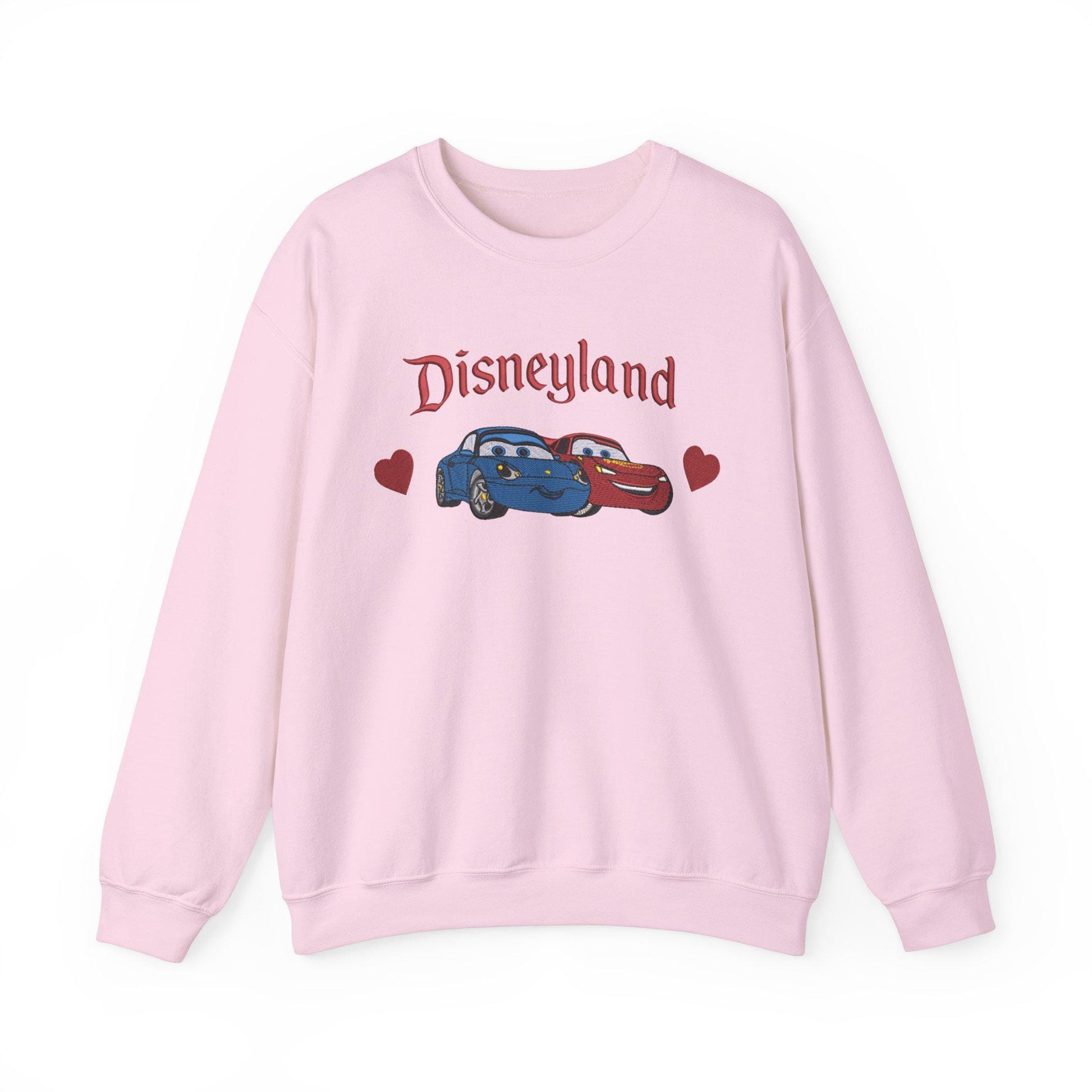 Embroidery Lightning Mcqueen and Sally Valentine Sweatshirt, Disney Pixar Fans Gift, Cozy Nostalgic Crewneck Jumper, Valentine's Day