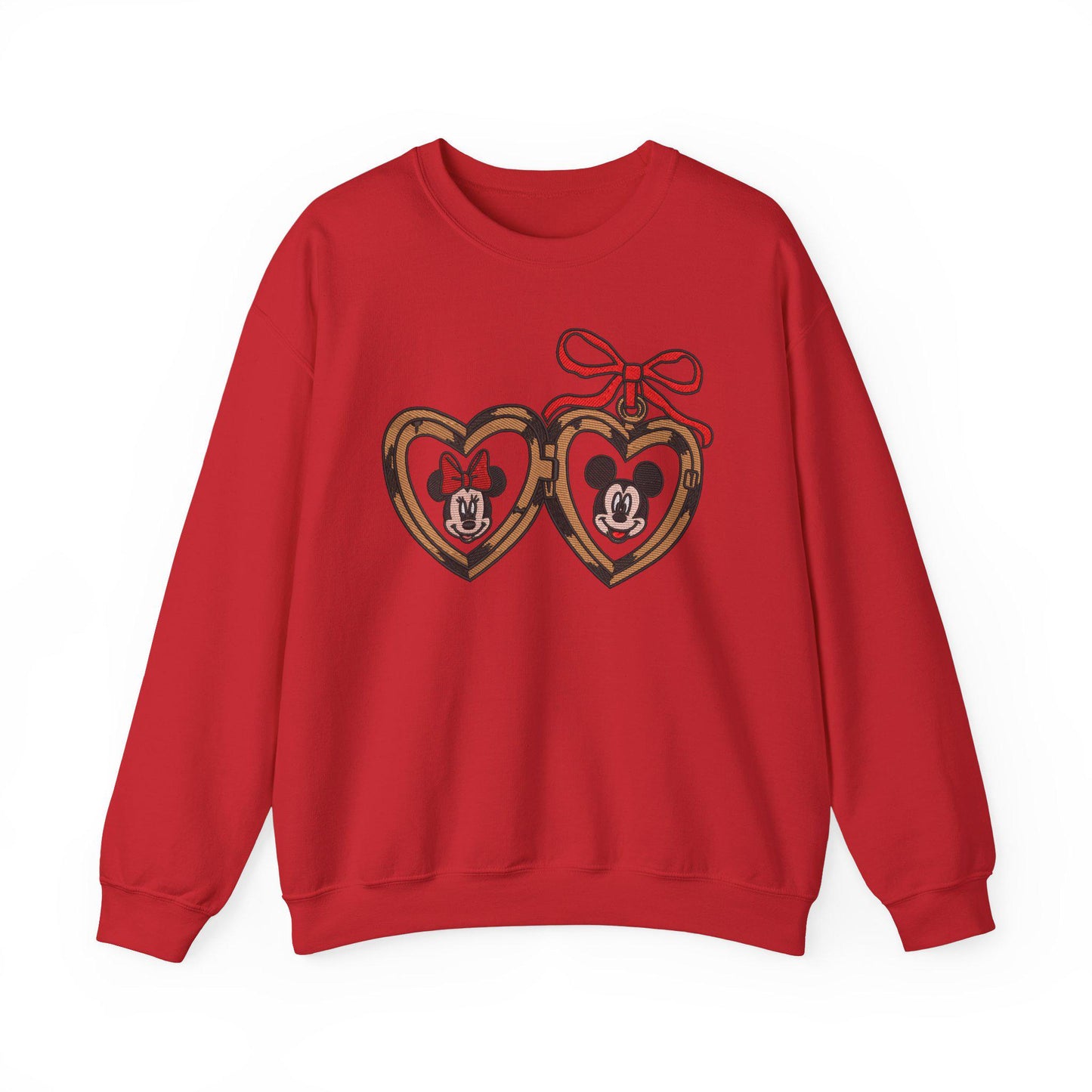Valentines Mickey and Minnie Heart Locket Sweatshirt, Embroidered Couples Disney Matching Jumper, Love Theme Pullover, Valentine's Day Gift