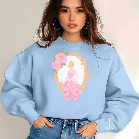 Coquette Disney Princess Cinderella Sweatshirt, Women's, Crewneck Pullover, Cute Fairy Tale Design, Gift for Disney Fans