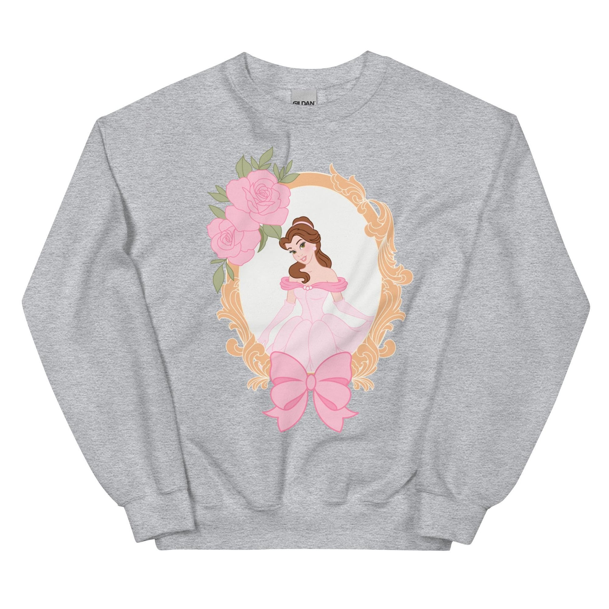Coquette Disney Princess Belle Sweatshirt, Cute Fairytale Women&#39;s Jumper, Beauty and the Beast Crewneck, Princess Inspired Pullover,
