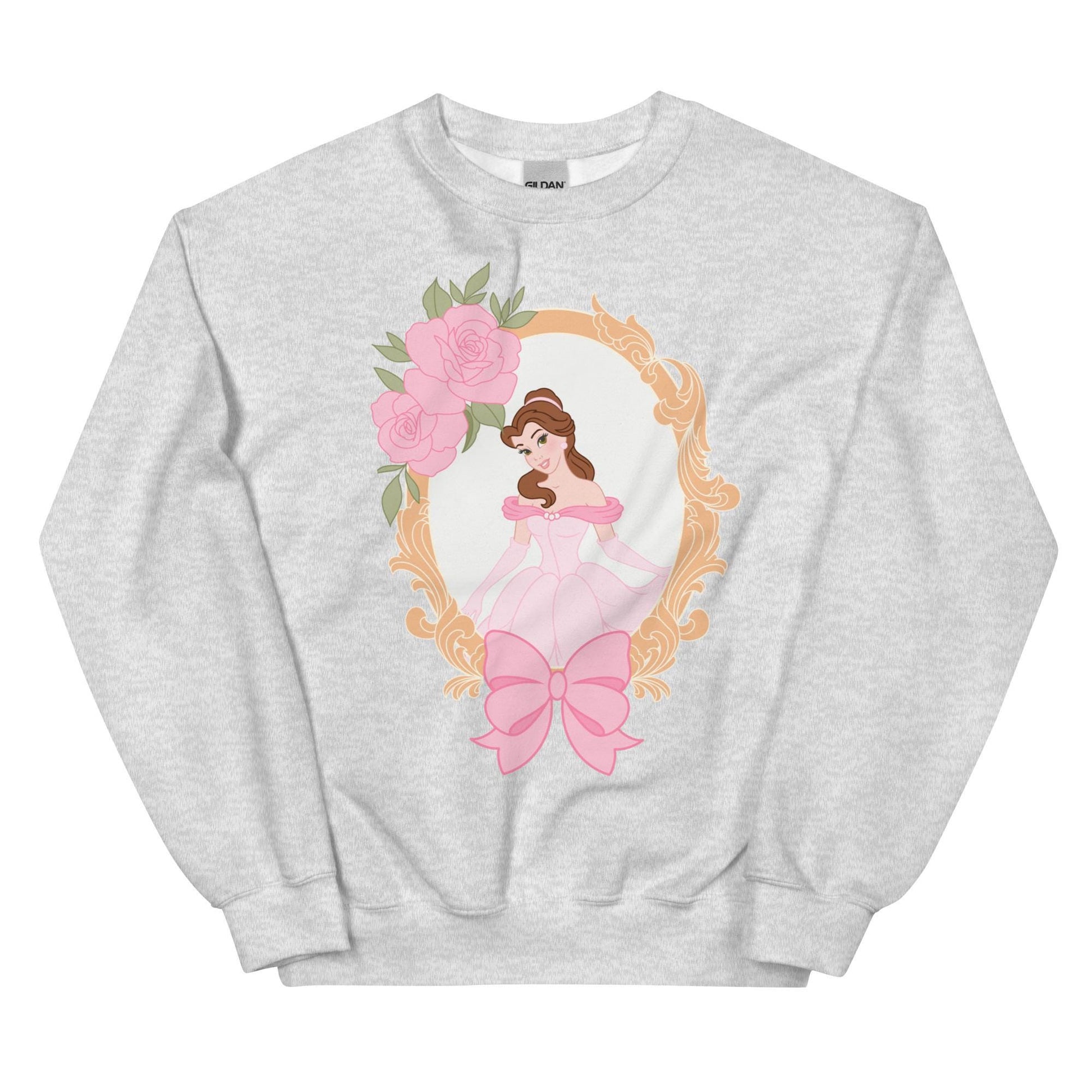 Coquette Disney Princess Belle Sweatshirt, Cute Fairytale Women&#39;s Jumper, Beauty and the Beast Crewneck, Princess Inspired Pullover,