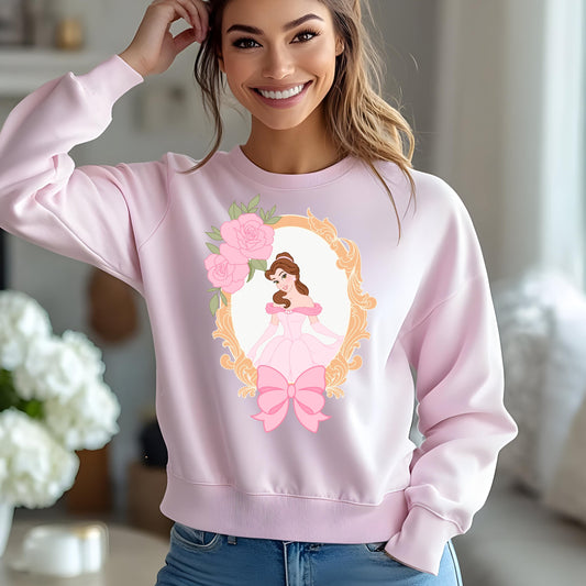 Coquette Disney Princess Belle Sweatshirt, Cute Fairytale Women's Jumper, Beauty and the Beast Crewneck, Princess Inspired Pullover,
